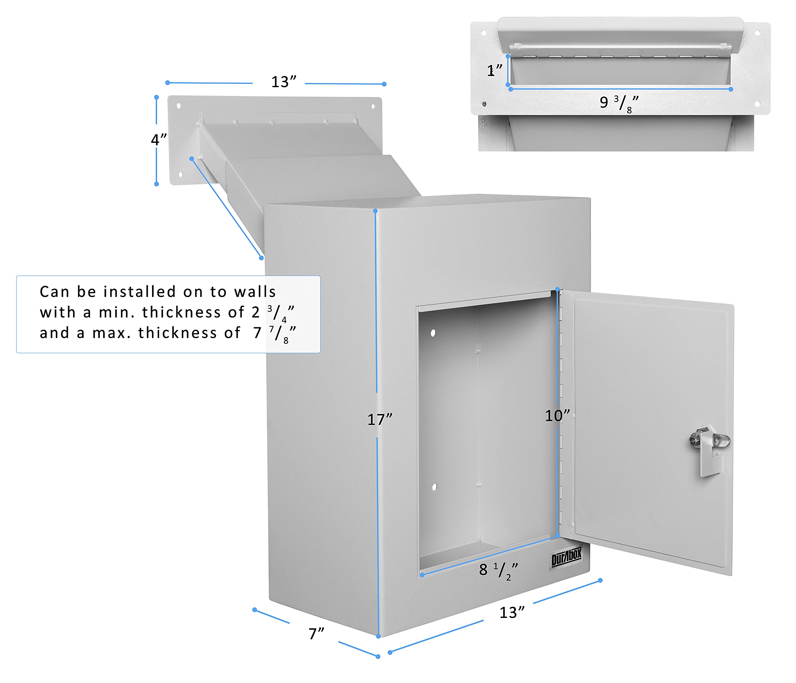DuraBox D700 Through The Wall Drop Box w/Adjustable Chute Deposit Safe