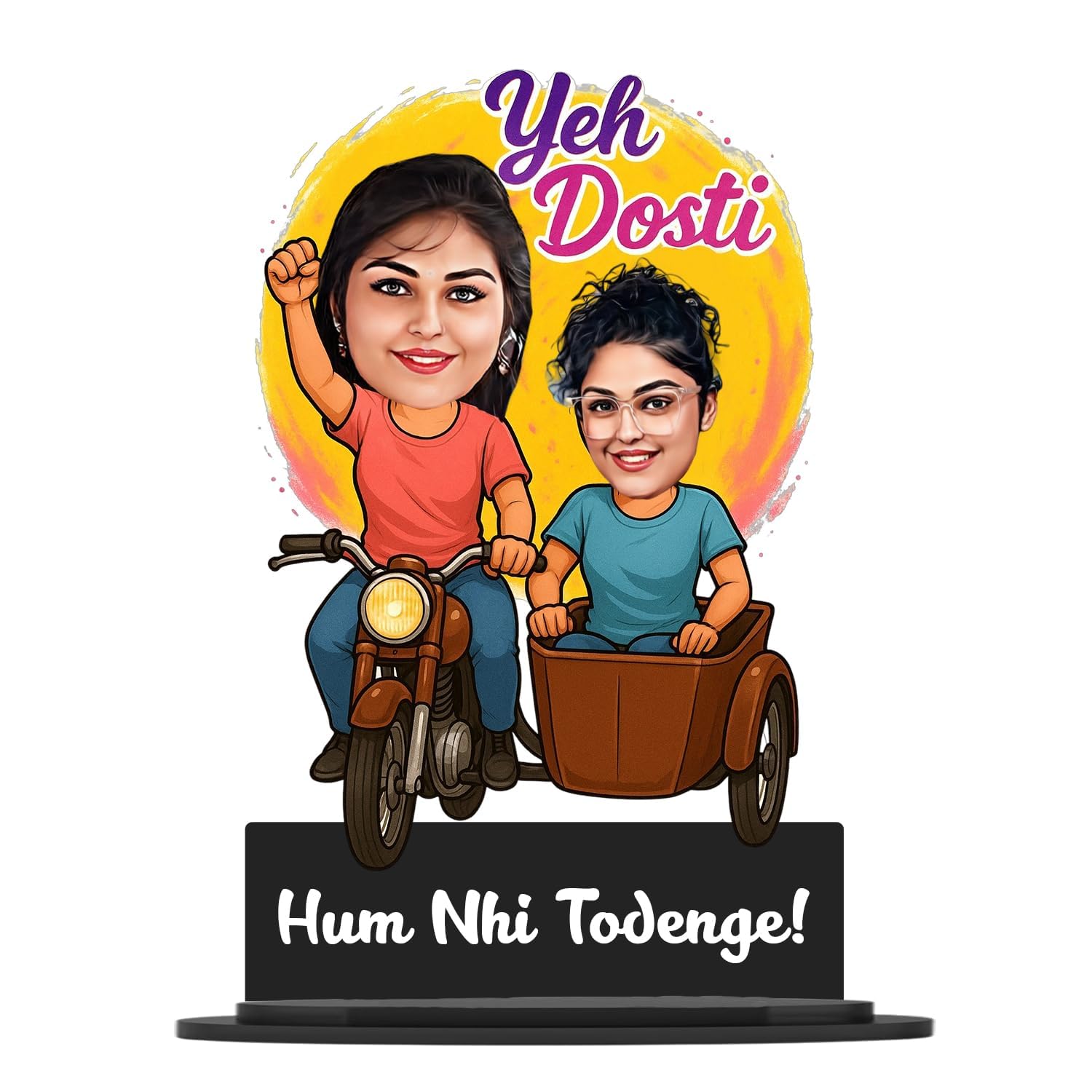 Taxton Caricature Gift for Best Friends – Yeh Dosti Hum Nhi Todenge Table Top with Glossy Finish – Unique Friendship Day Gift for Girls – Personalized Desk (6 Inch)-image-15