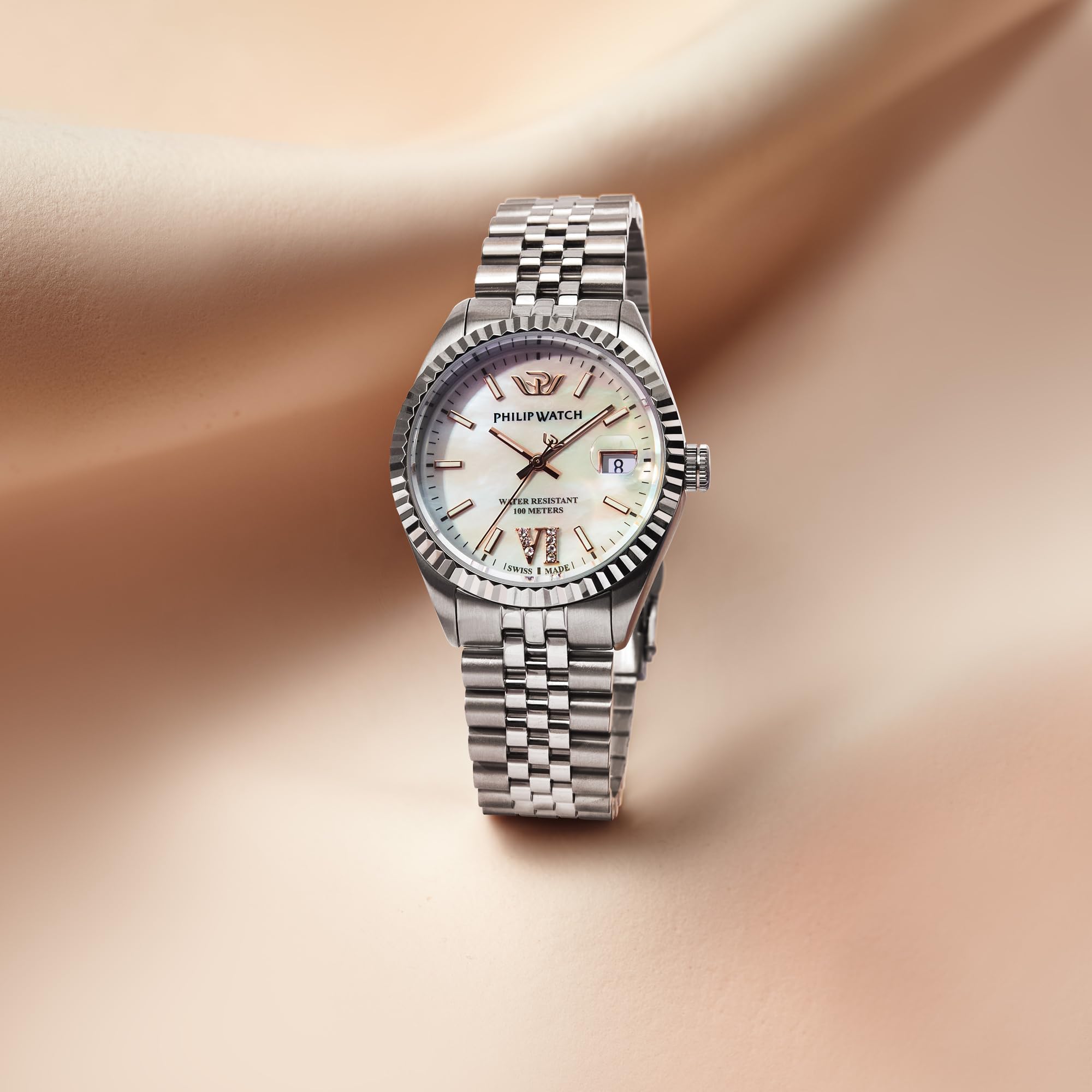 Philip Watch Orologio Donna in Acciaio, Tempo, Data, Analogico, 35 mm, Collezione CARIBE URBAN, Diamanti - R8253597672