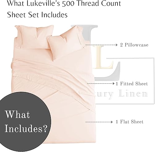 Miniatura 7 de Lukeville Luxury Linen Sábanas tamaño individual XL, juego de sábanas de 100% algodón más suave, 4 piezas, ropa de cama de satén de 500 hilos,