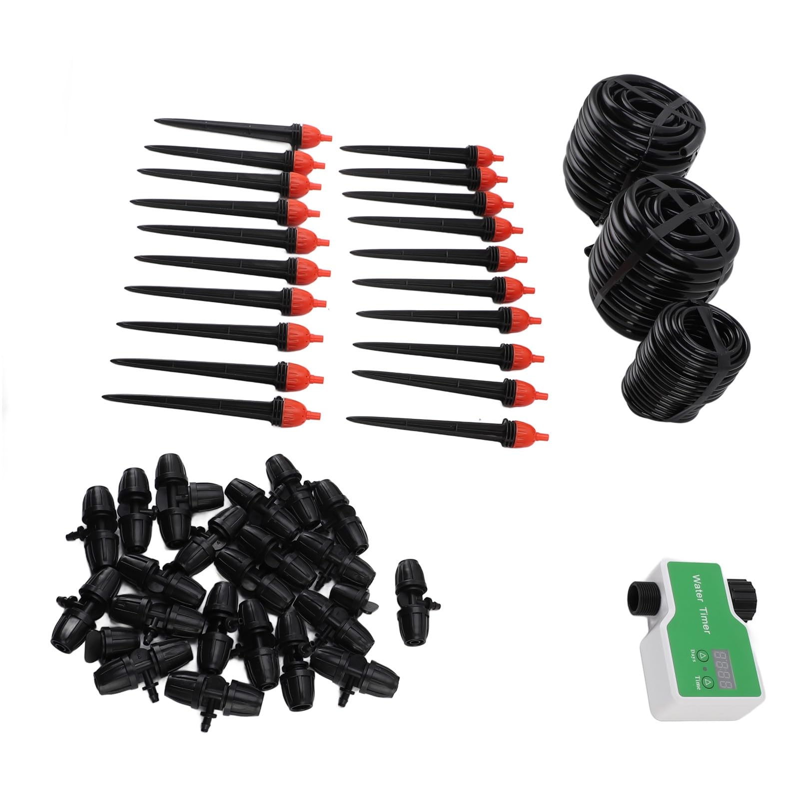 Fdit Kit di Irrigazione a Goccia con Timer per L'acqua Comodo di Irrigazione per Piante in Vaso Materiale ABS