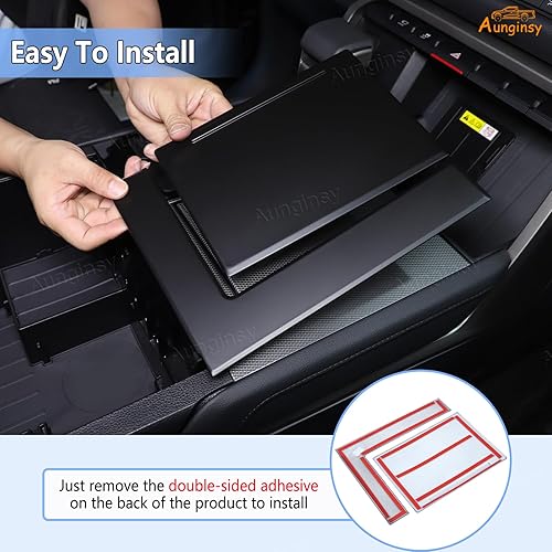 Vista 3 de Aunginsy Cubierta de moldura del panel del portavasos de la consola central del automóvil compatible con Toyota TundraSequoia 2022-2025 Cubierta