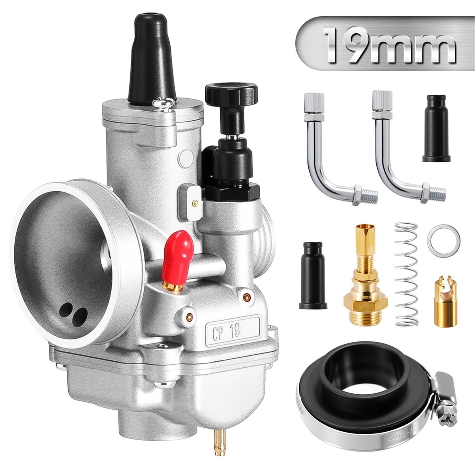 Carburador Para Polini CP 15/17,5/19/21/23/24mm Para Carburador Universal Con Kit De Estrangulación Conexión Filtro Aire Carburadores Cortacésped(19mm A)