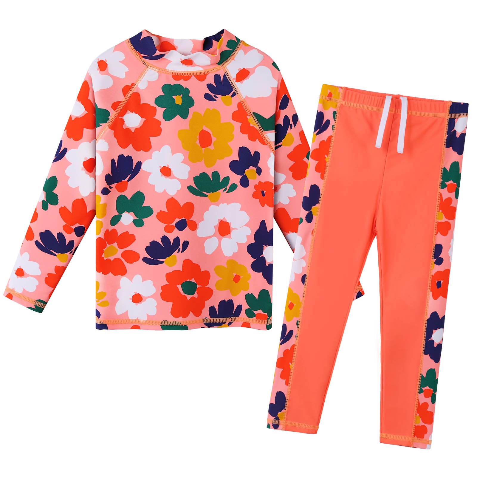 BAOHULU Girls Two Piece Swimsuit Long Sleeve Rash Guard for 2-14 Years