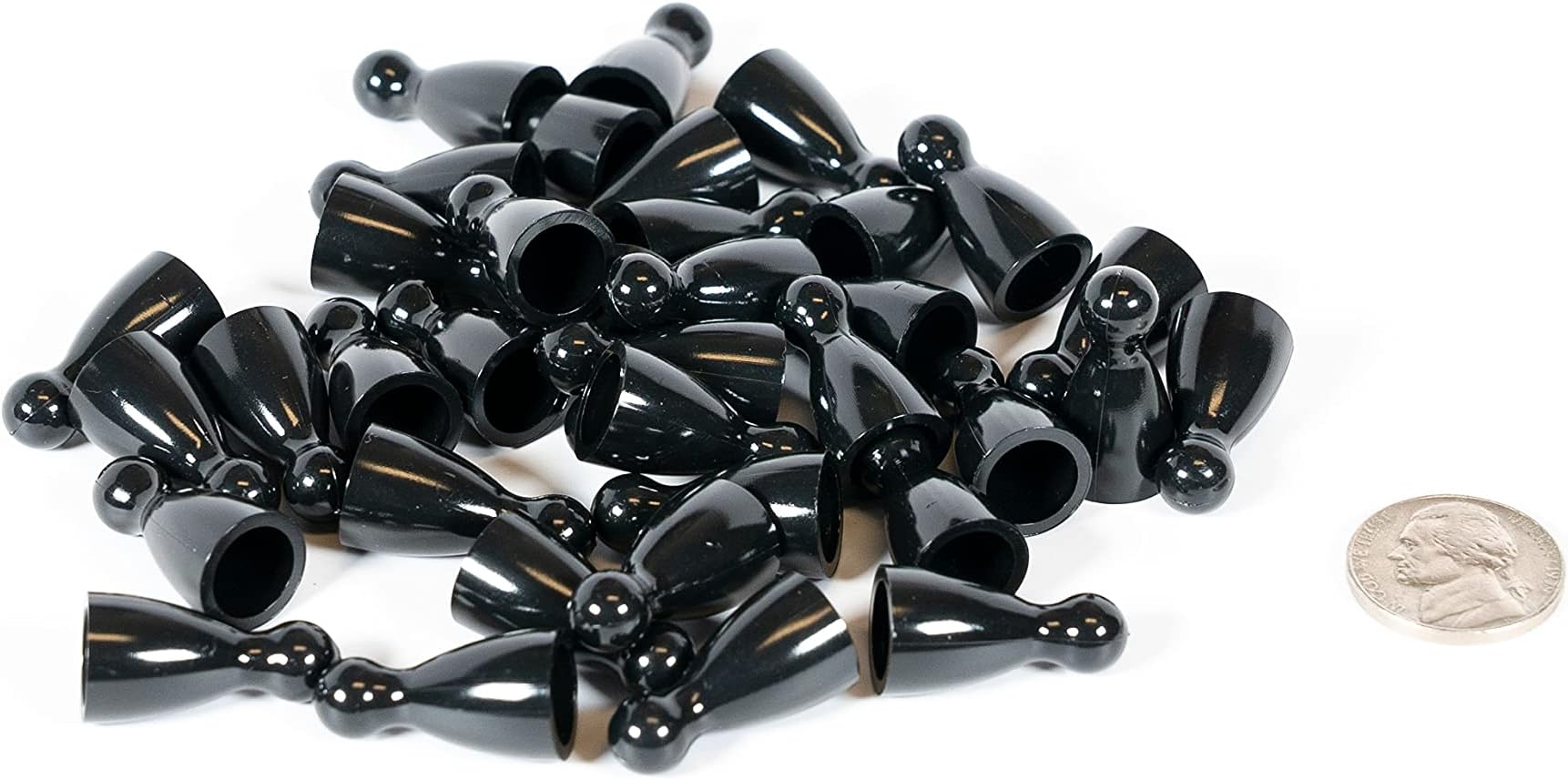 Plastic Pawns: Set of 36 Black Color Board Game Playing Pieces (Chess & Sorry Replacement Halma Pawn Markers, Colored School Classroom Supplies, Arts & Crafts Projects, Education Resource Components)