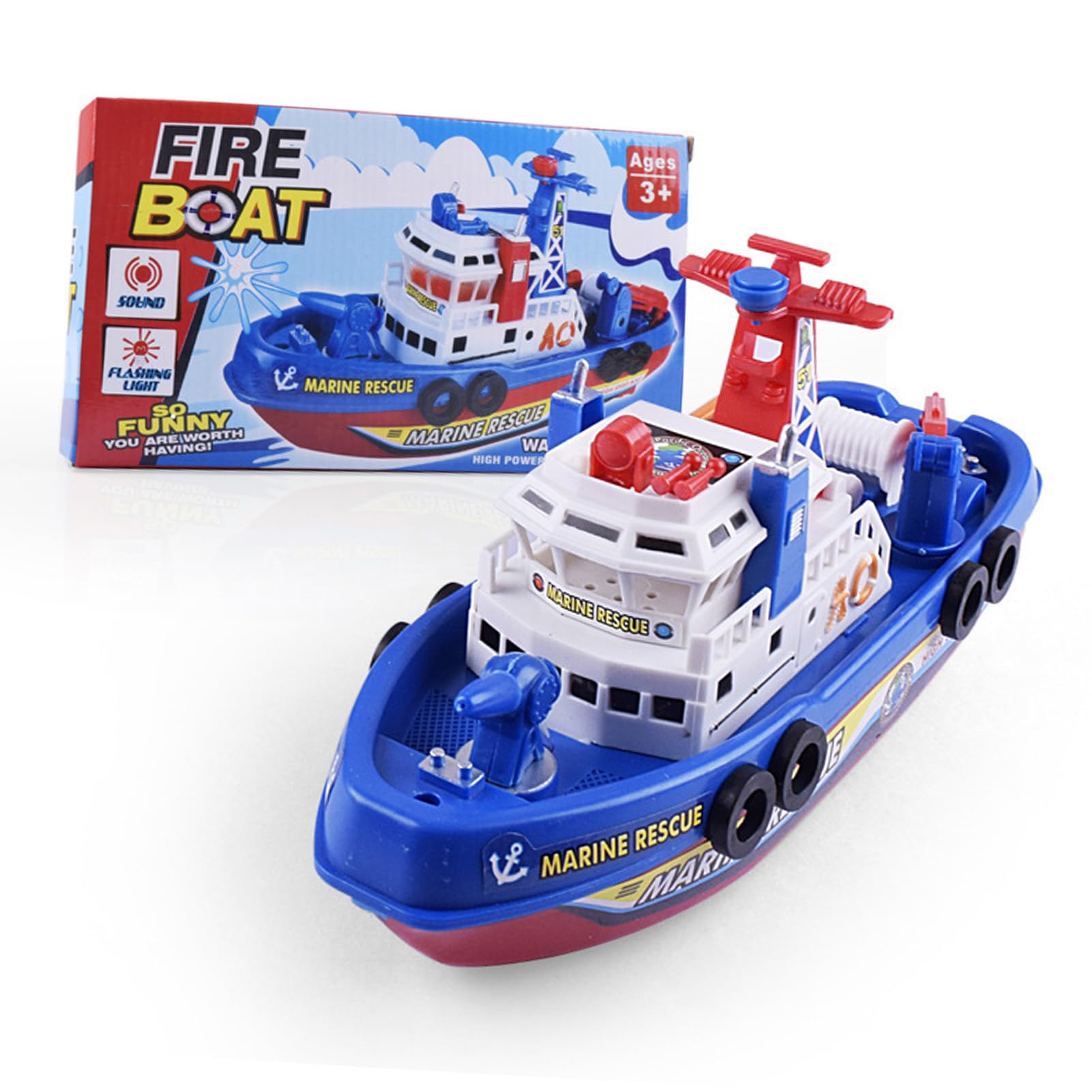 Syrisora Barco Modelo Eléctrico, Barco de Juguete para Niños con Rociador de Agua Ligero y Musical, para Niños, Marino de Protección, Juguete Educativo para Regalo