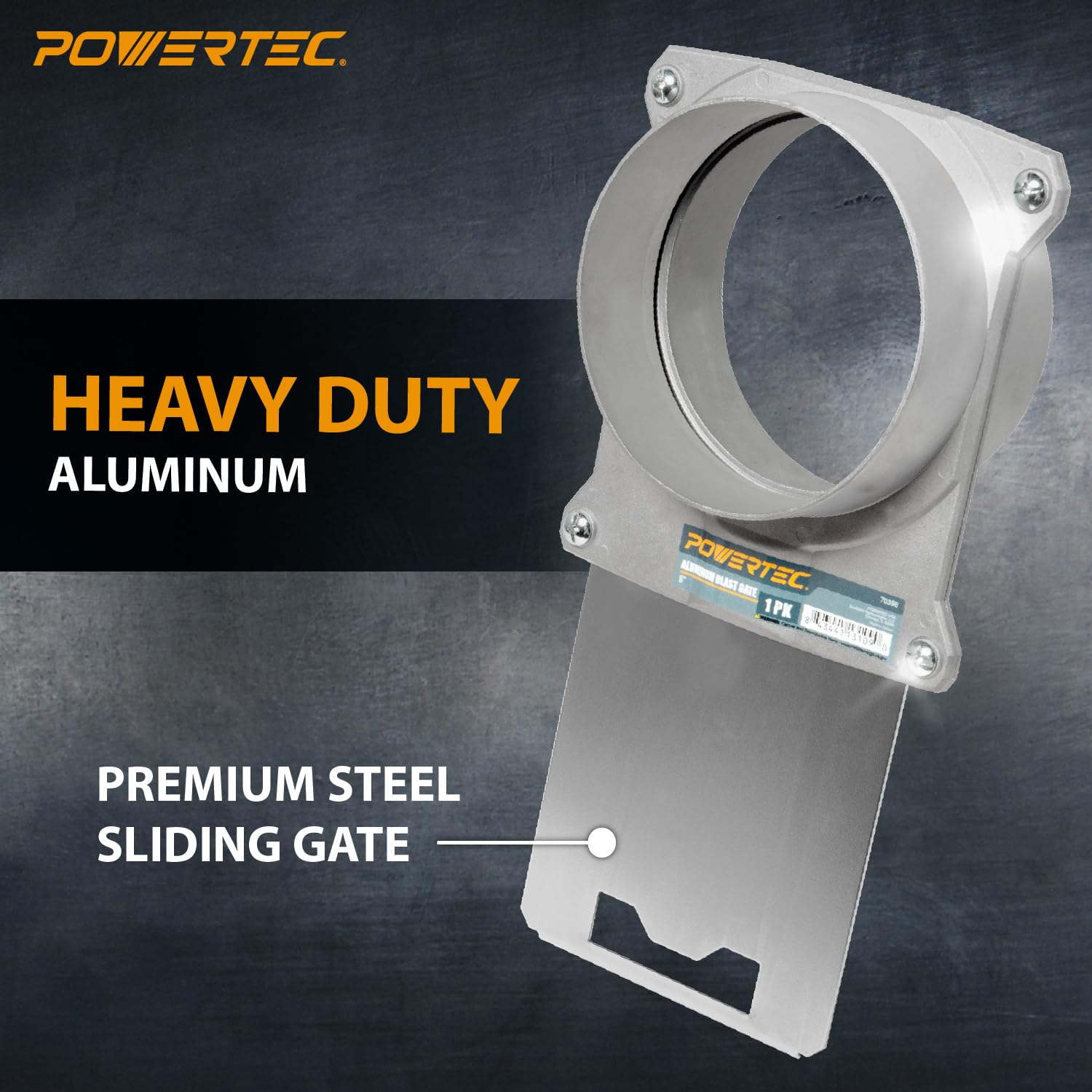 POWERTEC Puerta de aluminio de 6 pulgadas con sello antiobstrucción y fugas de aire para colector de polvo, accesorios de recogida de polvo, manguera de recogida de polvo, aspiradora de tienda