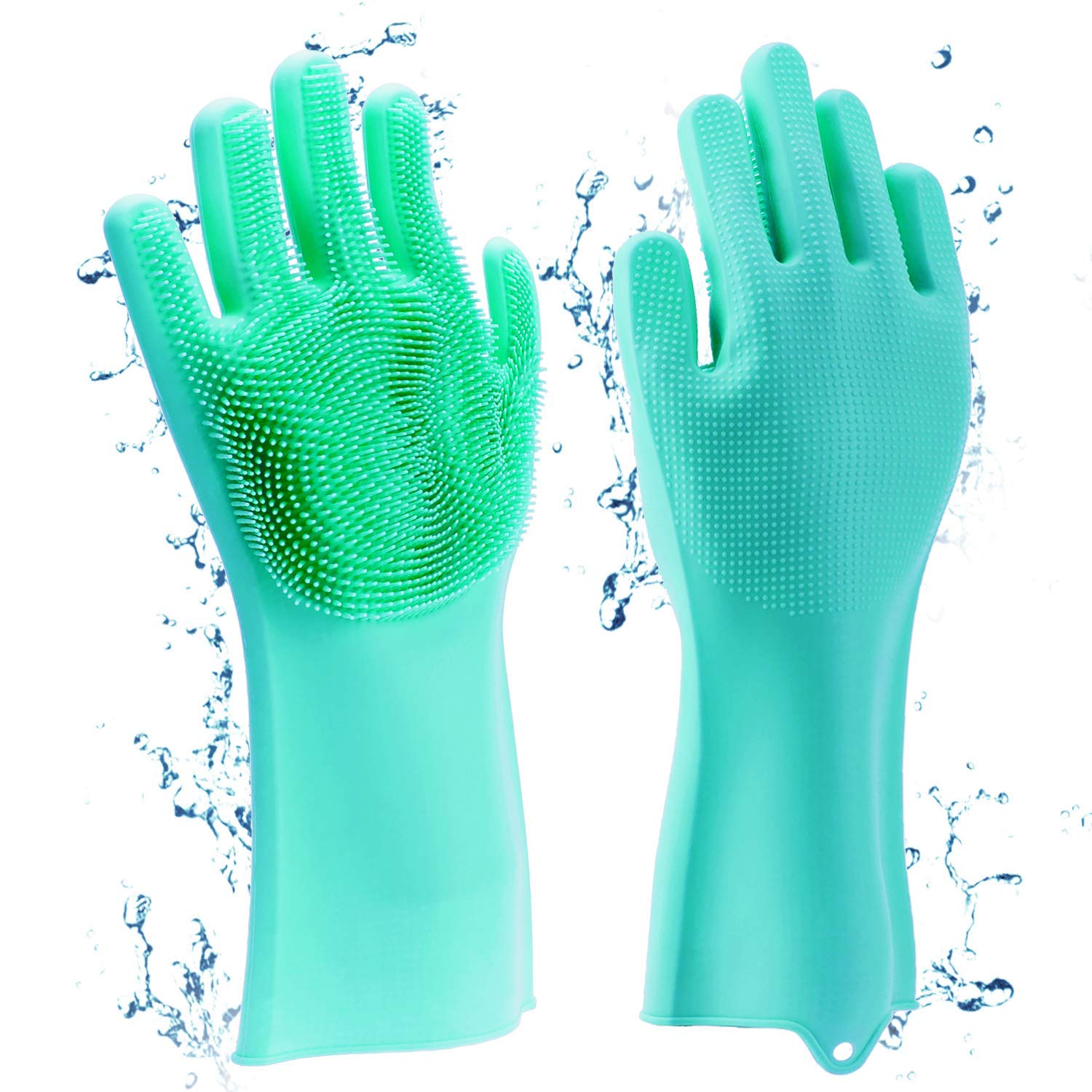 HomeFast Magic Silicone Dishwashing Gloves Cleaning Scrubbing-Dish Wash Silicone Gloves Great for Washing Dish,Kitchen,Car,Bathroom and More. (Green)