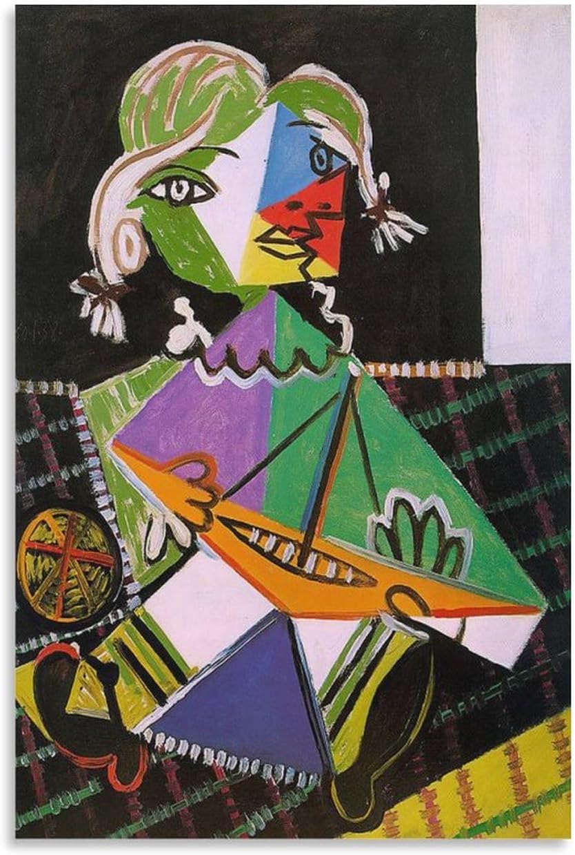 Matvsd Kohecs Maya with Boat by Pablo Picasso Wall Art Picture Exhibition Canvas Painting Pablo Picasso Poster and Prints for Home Decor 40x60cmx1 Frameless