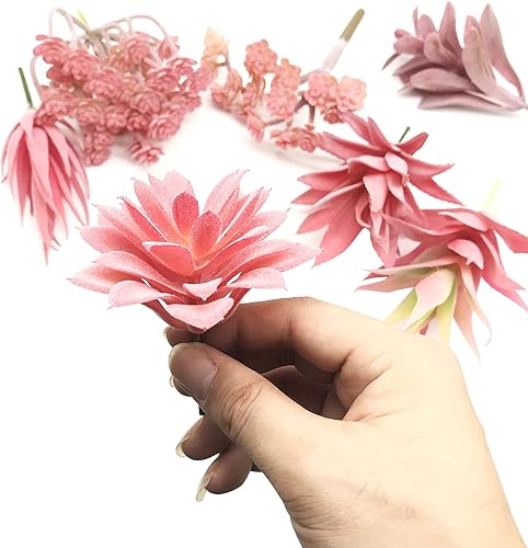 Miniatura 3 de Woohome 20 plantas suculentas artificiales, suculentas falsas rojas, surtido de suculentas falsas sin maceta, flocadas en diferentes tipos para
