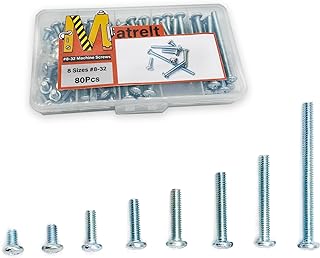 80 Pcs 8 Sizes #8-32 Machine Screws Knob Cabinet Screws Electricians Screws, Carbon Steel Zinc-Plated Phillips Pan Head Machine Screws Assortment Kit