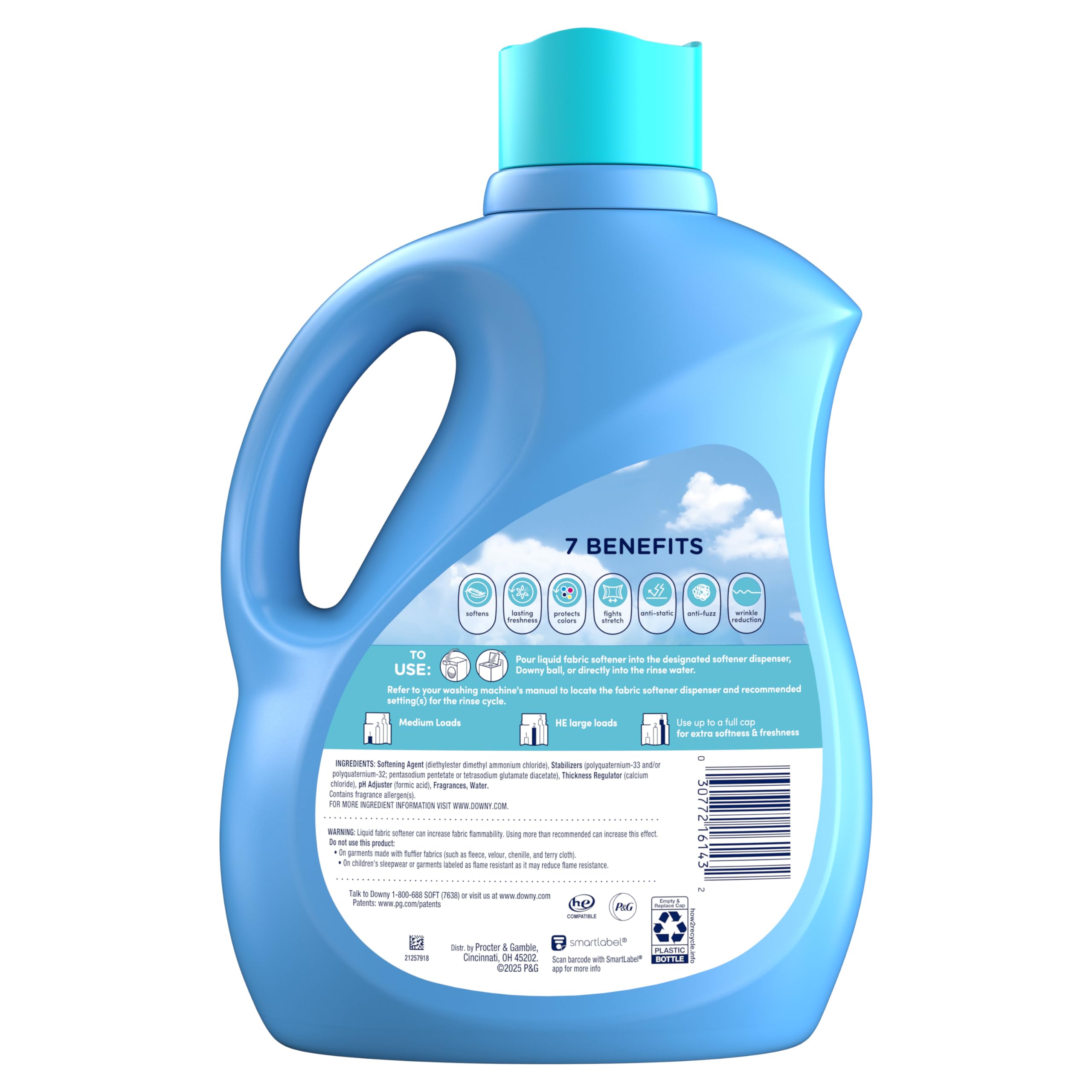 Downy Soft, 2 in 1 Soft and Fresh Liquid Fabric Softener, Cool Cotton, 100 fl oz, 136 Loads, Fabric Conditioner Liquid provides softness and freshness for fabrics