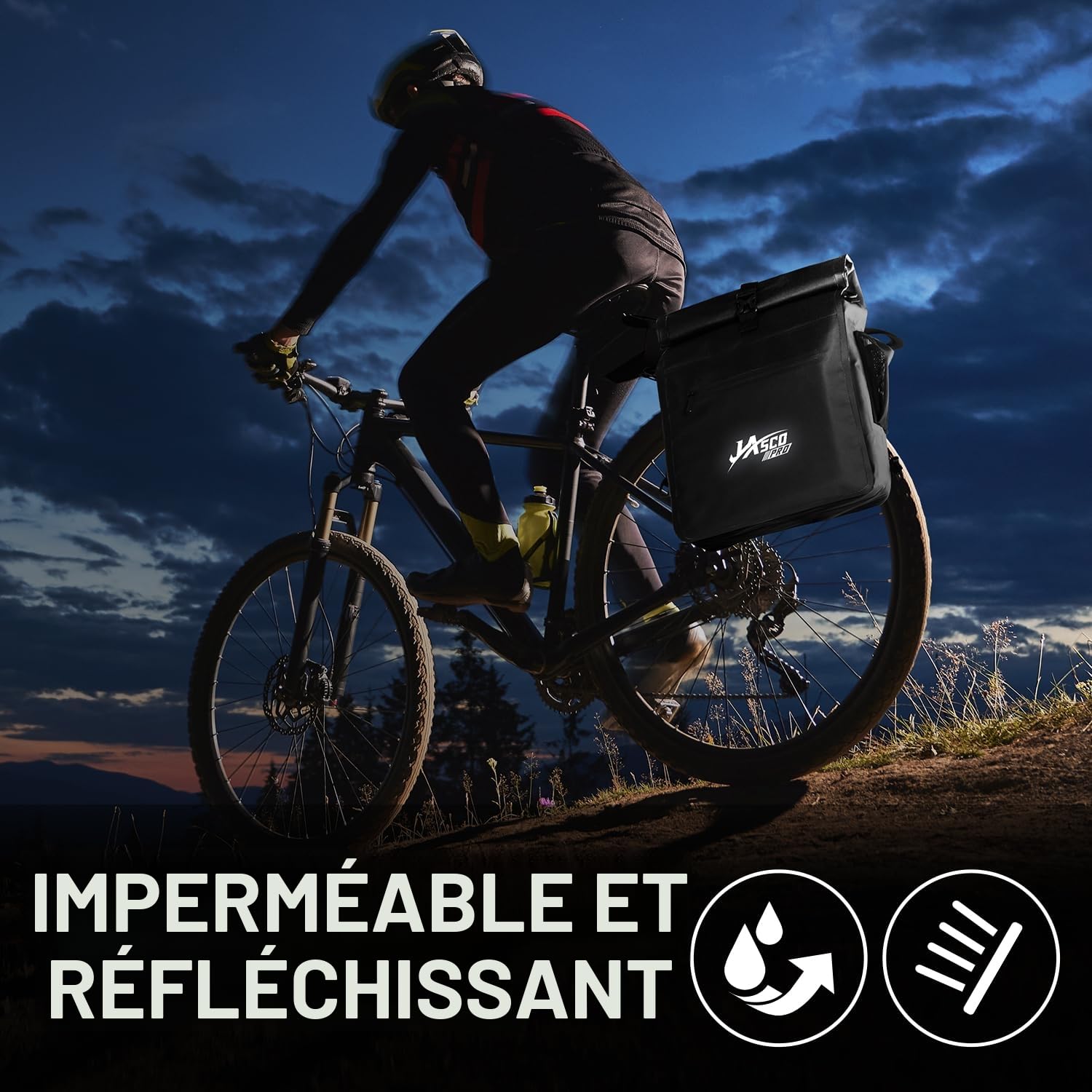 JASCOPRO 3 en 1 Sacoche de Vélo pour Porte-Bagages, 25-32L Sacoche de Vélo | étanche Sac de Vélo Arrière Sac Arrière Velo Sacoche de Porte-Bagages Sacoches de Vélo Impermeables pour Vélo/Moto/VTT