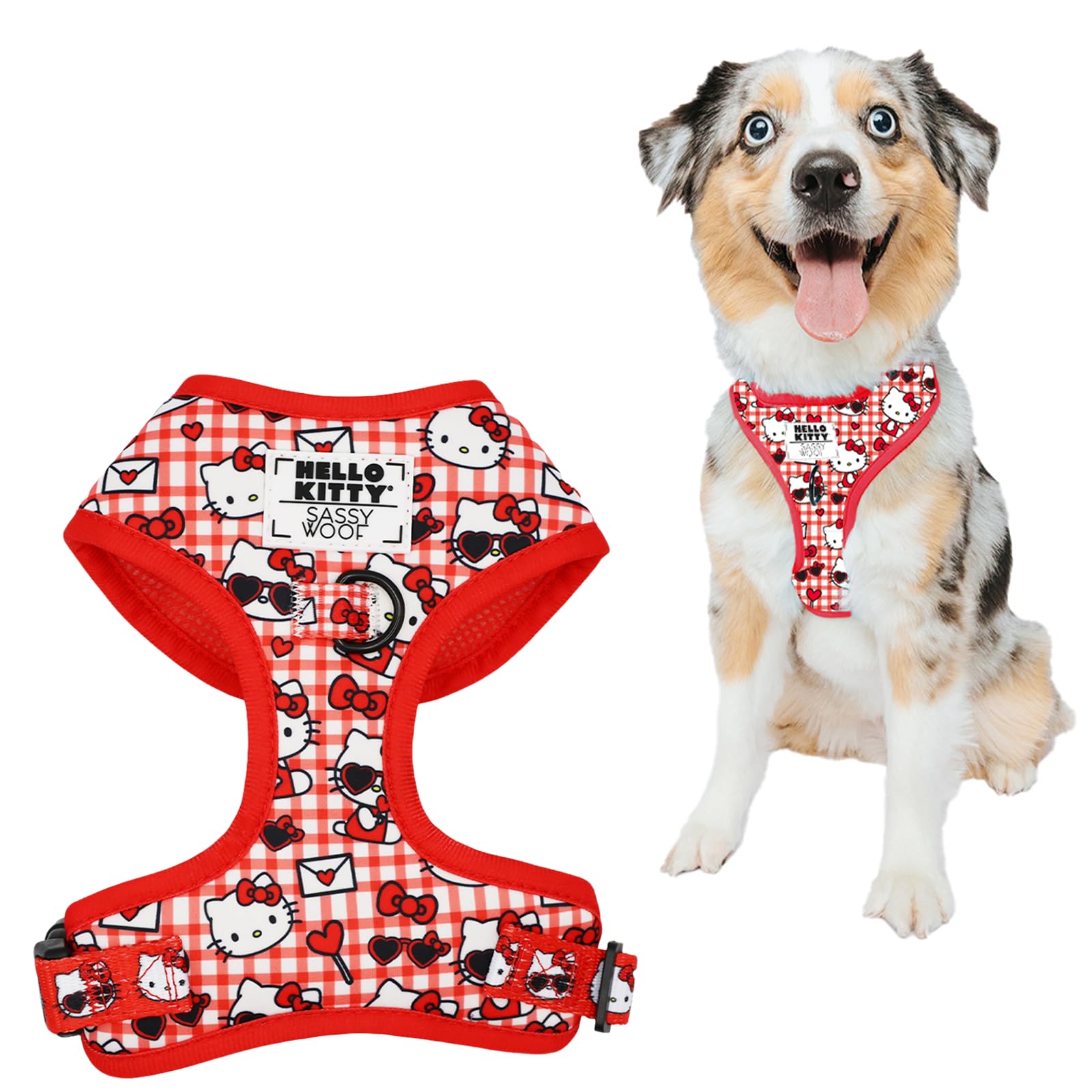 首輪・ハーネス・リード Mantrailing Dog Harness M Amazon | Sassy Woof Dog 調節可能ハーネス - Hello Kitty Red Classic