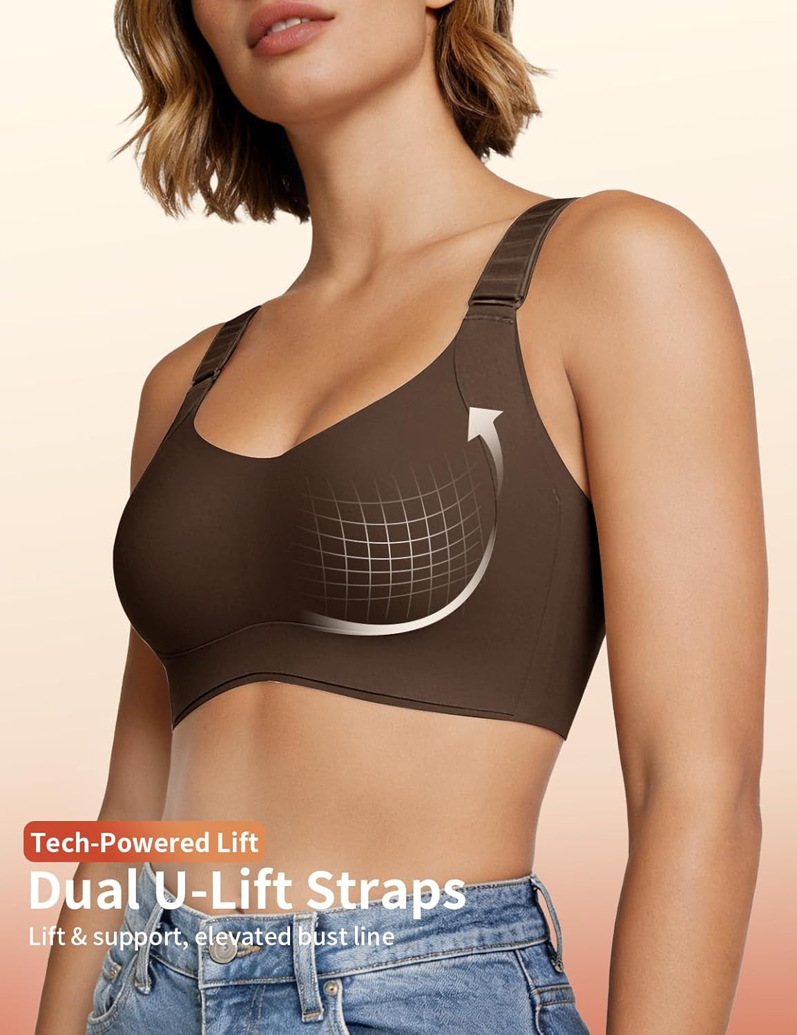 Jelly Wireless Bras for Women No Underwire Seamless Full Coverage Supportive Comfortable Push Up Everyday Soft Tshirt Bra