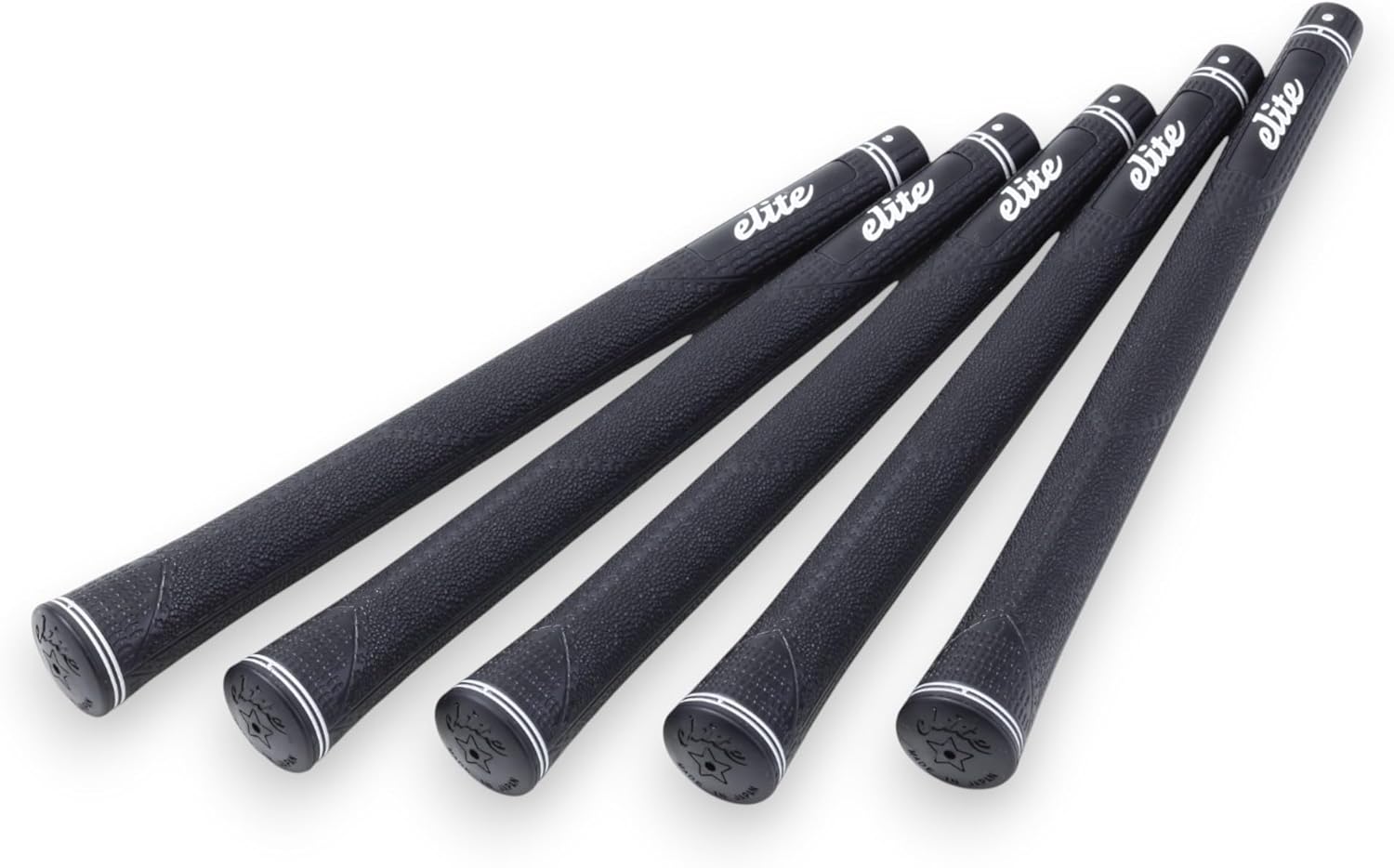 elitegrip Golf Grips Magnum Series MX51 Grip Ends - Body Shape, Rhinestone, Back Line, M58/M60/M62, Berlina Black, 10.4 inches (265 mm) Length, Set of 5