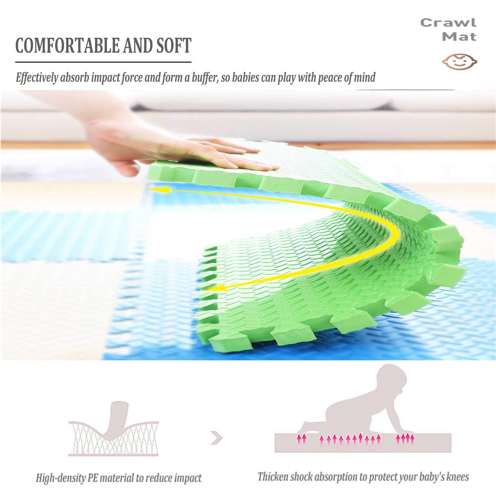 Tappetino Da Gioco in Schiuma Per Bambini, Tappetino in Schiuma Puzzle Portatile, Protezione Del Pavimento, Adatto Per Palestra, Area Giochi Per Bambini, Esercizio Fisico, Yoga,White+gray+dark blue,24