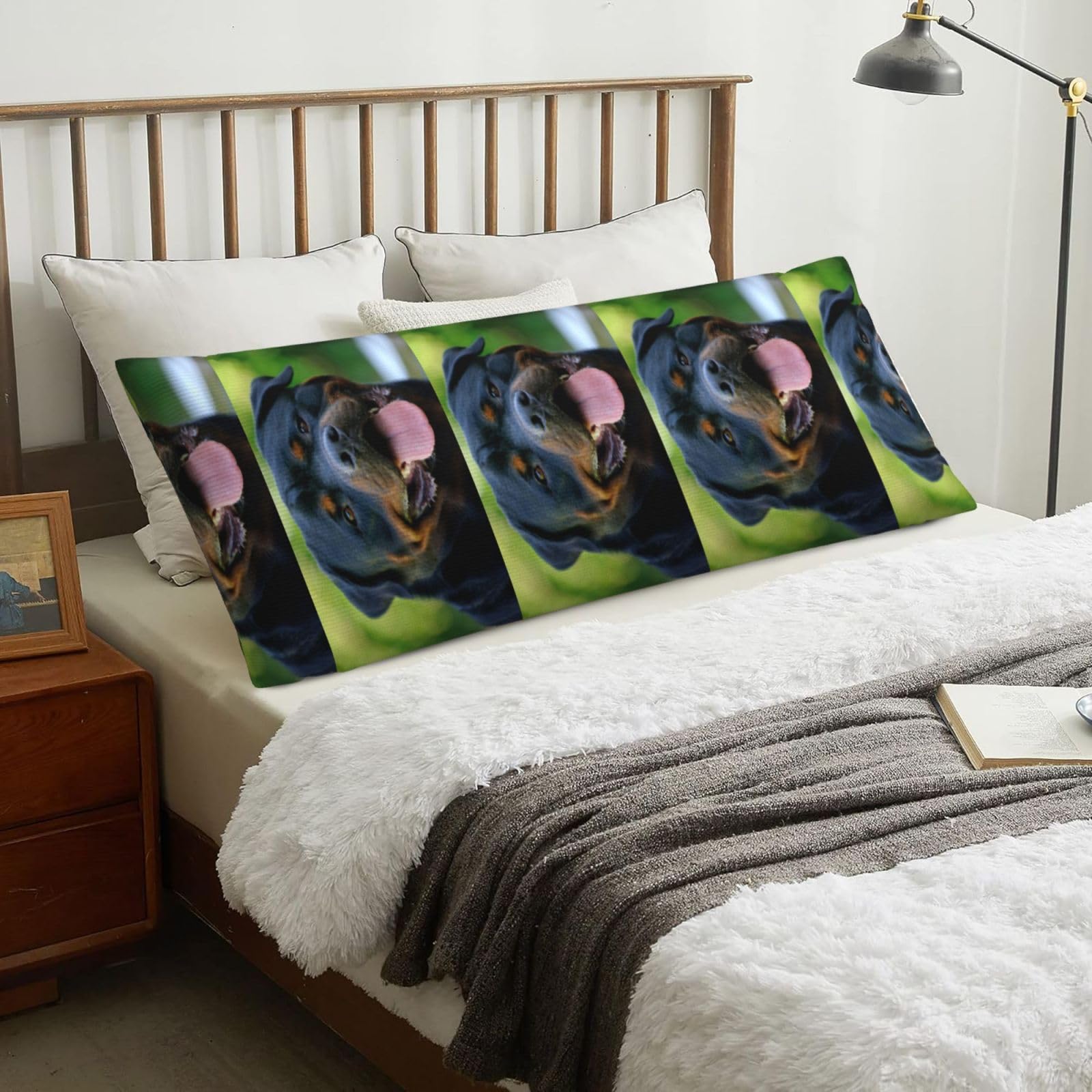 Rottweiler, Body Pillow Cover with Zipper,Long Body Pillowcase 20 x 60 in