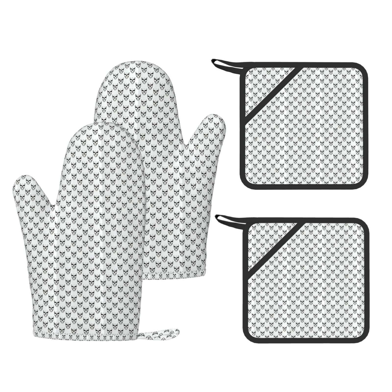 Gants résistants à la chaleur lot de 4 design squelette Halloween pour cuisine