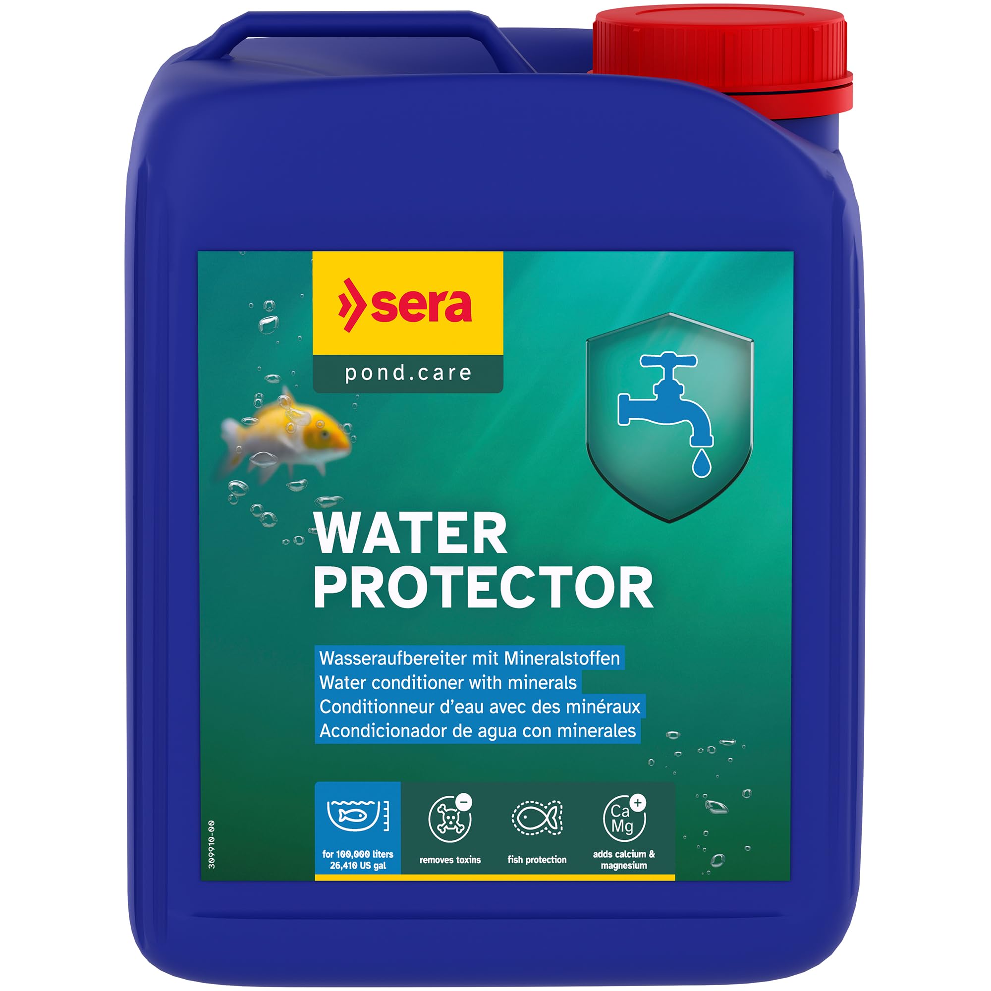 sera Pond Water Protector 5 L | conditionneur d’Eau avec des minéraux | élimine Le Chlore | Lie Les métaux Lourds Toxiques | Lors des changements d’Eau et après de Fortes pluies