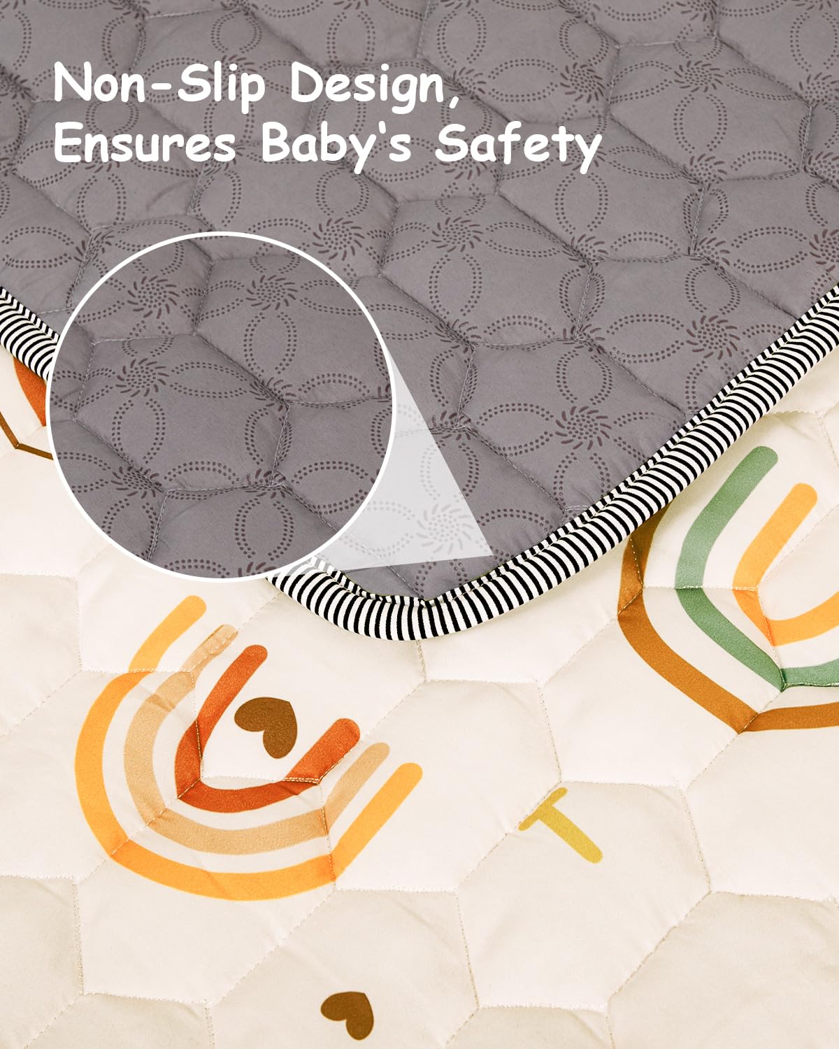 ieBabay Baby Play Mat 71" X 59", Thicken Soft Playpen Mat One-Piece Baby Floor Play Mat Extra Large Anti- Slip Baby Crawling Mat Activity Playmats for Indoor and Outdoor (Rainbow)