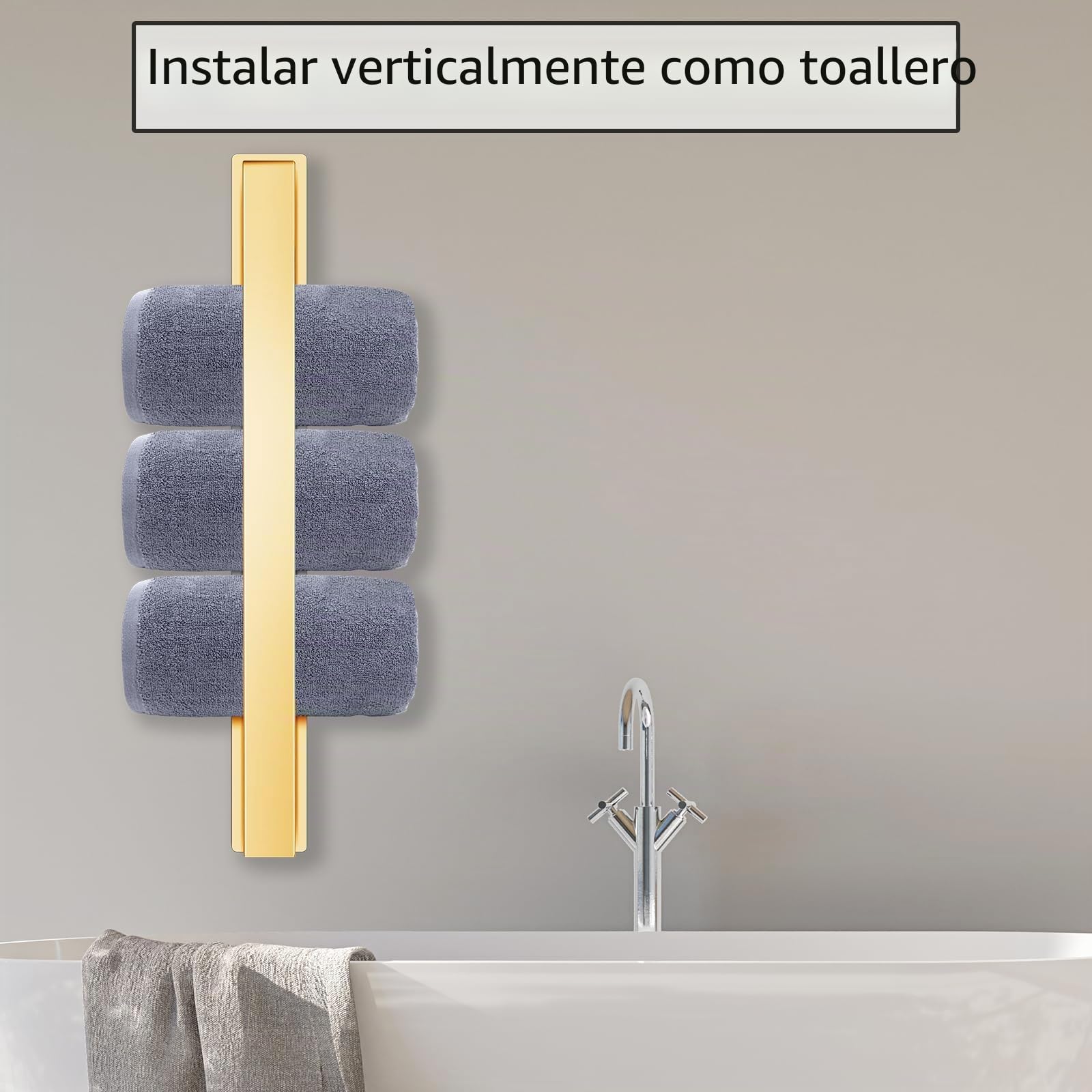 Toallero de baño, toallero, Autoadhesivo o de Montaje con Tornillo, toallero de Acero Inoxidable montado en la Pared, Impermeable y Resistente al óxido, Adecuado para baño, Caravana, Cocina 50cm Oro