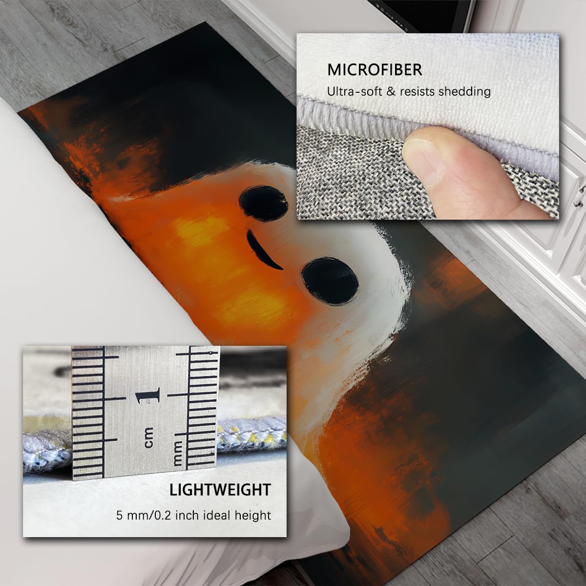 180x270cm Minimalistischer Geist Teppich Orange Pinselstrich Schwarz