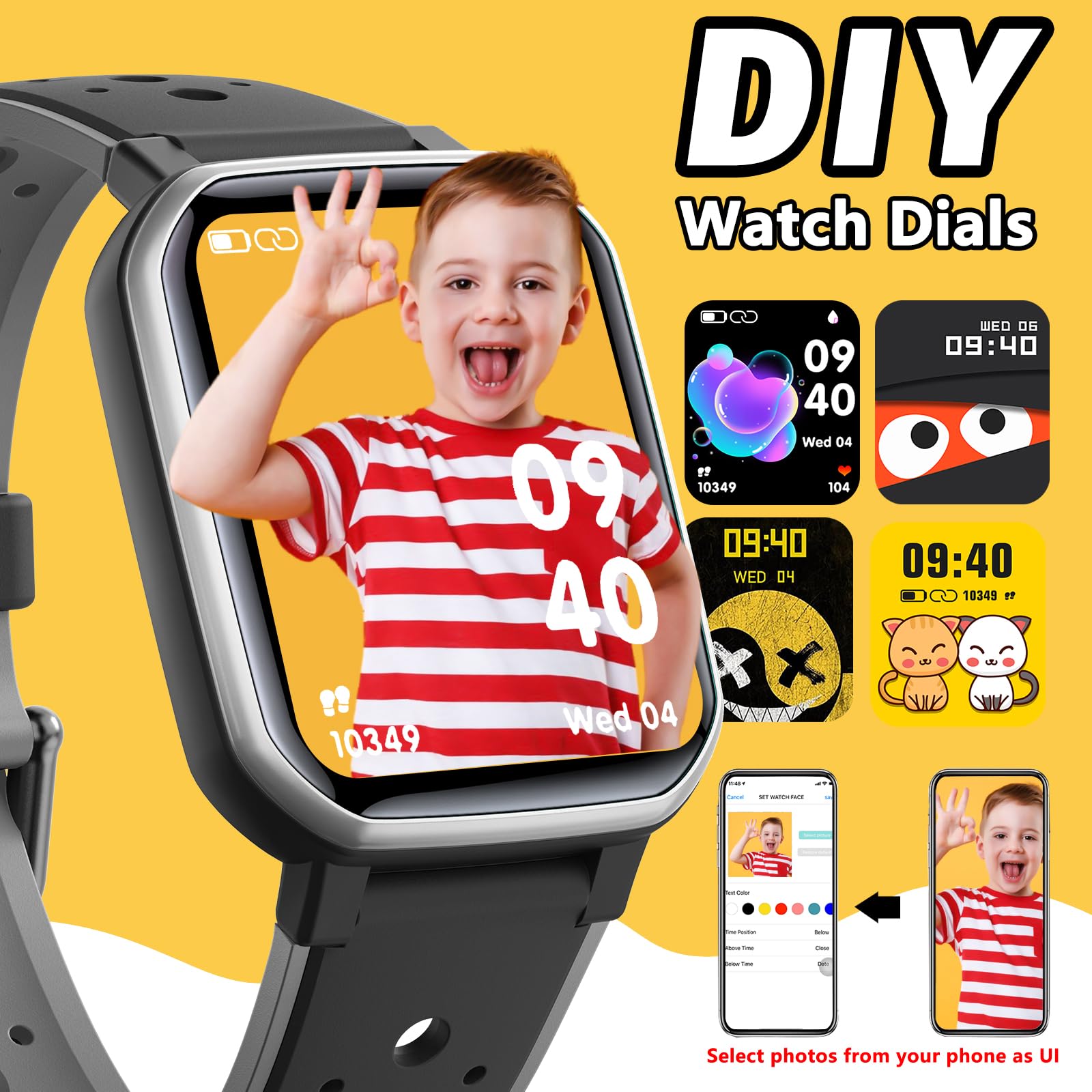 JOYELE Smart Watch for Kids Teens, Smartwatch Orolorio Bambino Bambina, Orologio Fitness Smart Watch 19 Modalità Sportive, Monitoraggio Sonno/Frequenza Cardiaca, Fitness Tracker per Android iOS (Nero)
