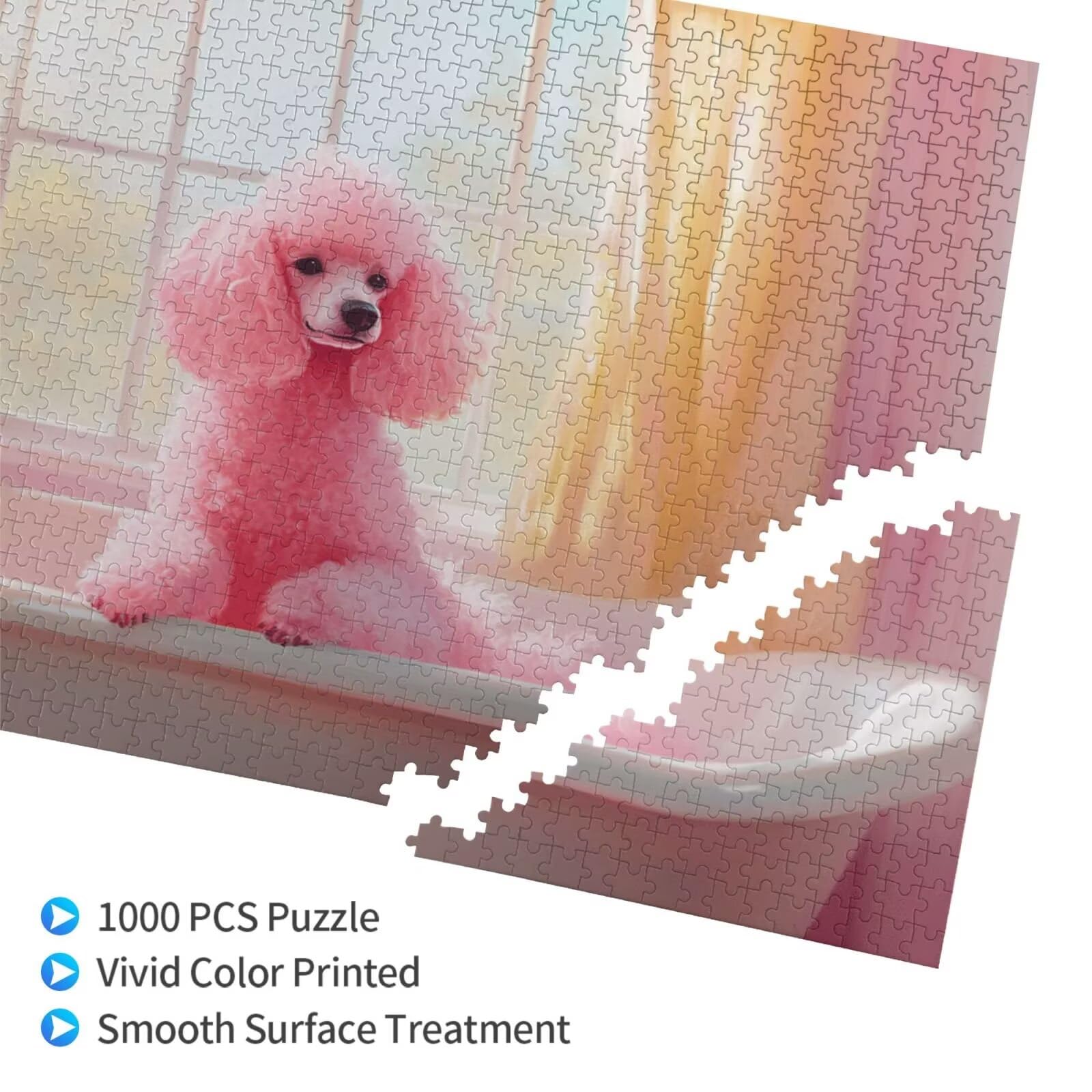 Puzzle z psem, 6000 elementów, różowe puzzle dla dorosłych, z pudełkiem na prezent, "zrób to sam", duże drewniane puzzle dla dorosłych, gra zręcznościowa dla całej rodziny, prezenty dla kobiet, 105 x