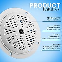 Vista 7 de Pyle Altavoces marinos duales de 4 pulgadas, resistente al agua y a la intemperie, sistema de sonido estéreo de audio para exteriores con cono