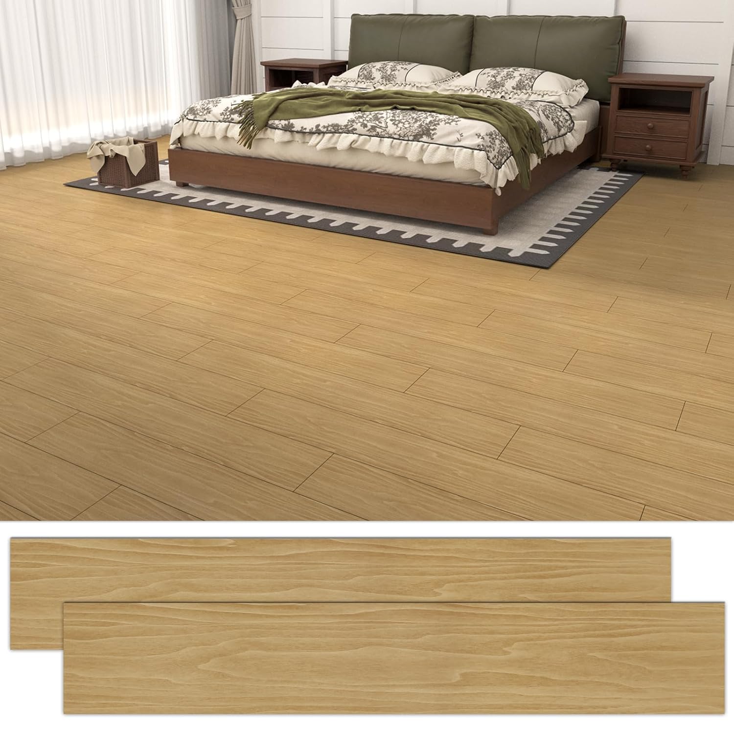 54 Sq.Ft. Peel and Stick Vinyl Floor Tiles 36" x 6" Wood Look Planks, 36 Pack Waterproof Self-Adhesive Flooring Tiles, DIY for Renter, Kitchen, Living Room, RV, Oak Brown 36x6 Inch Oak Brown 36