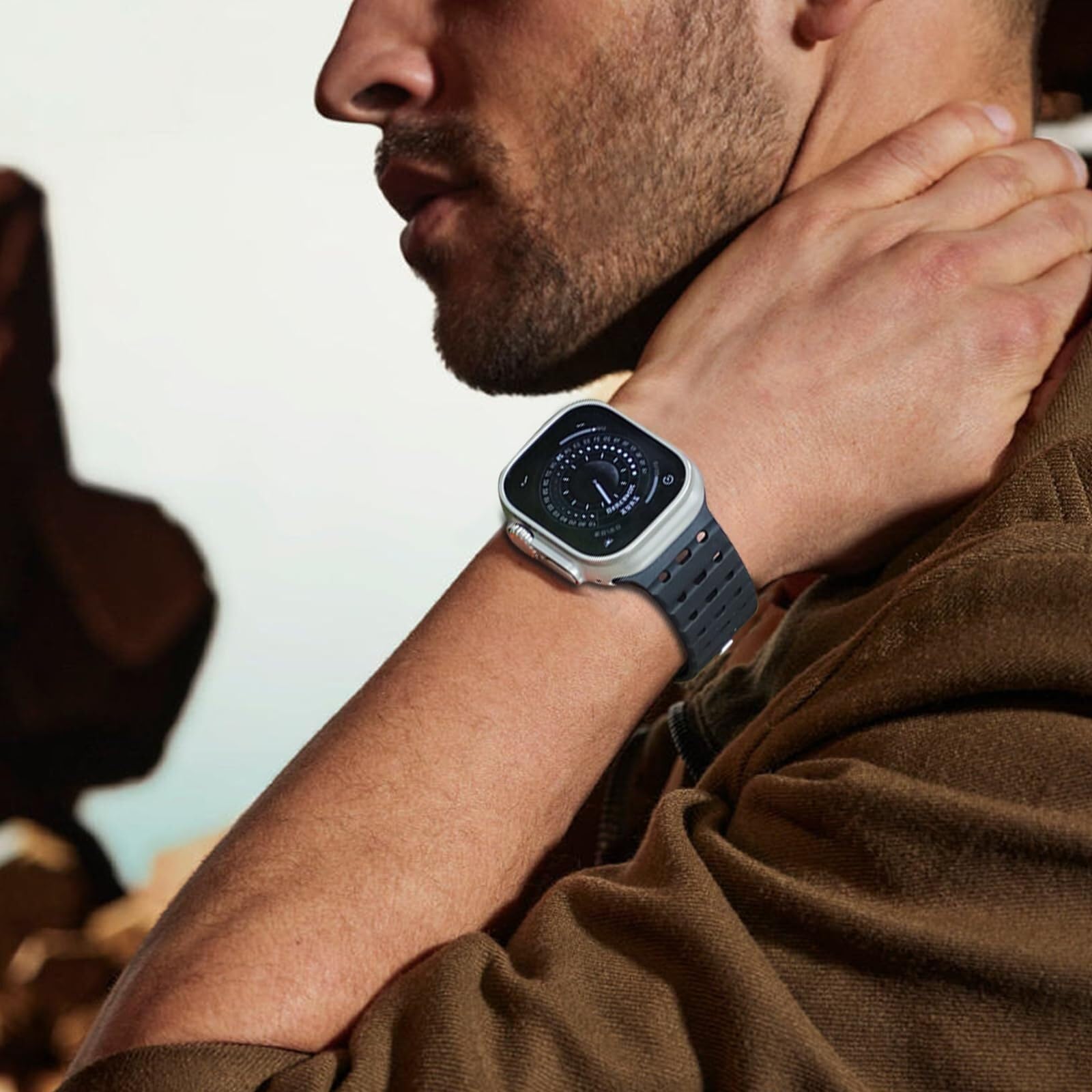 Pasek do zegarka Apple Watch 49 mm, 45 mm, 44 mm, 42 mm, dla kobiet, mężczyzn, sportowy magnetyczny pasek silikonowy do iWatch SE SE2 i serii 9/8/7/6/5/4 Ultra 2/Ultra, 49/45/44/42mm, Agat