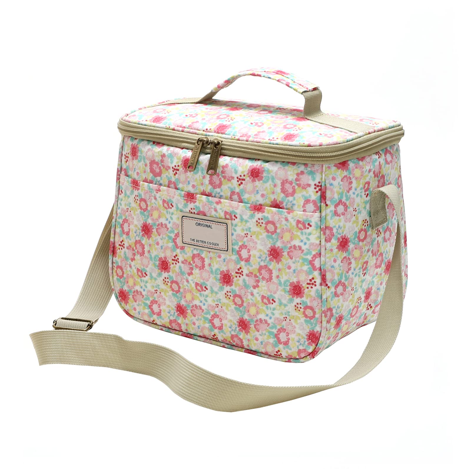 Nanxson Insulated Lunch Bag for Women Men Floral Cool Bag Lunch Box Waterproof Large Capacity Tote Bag for Picnics Work School (7.5L,B-Pink) — image 1