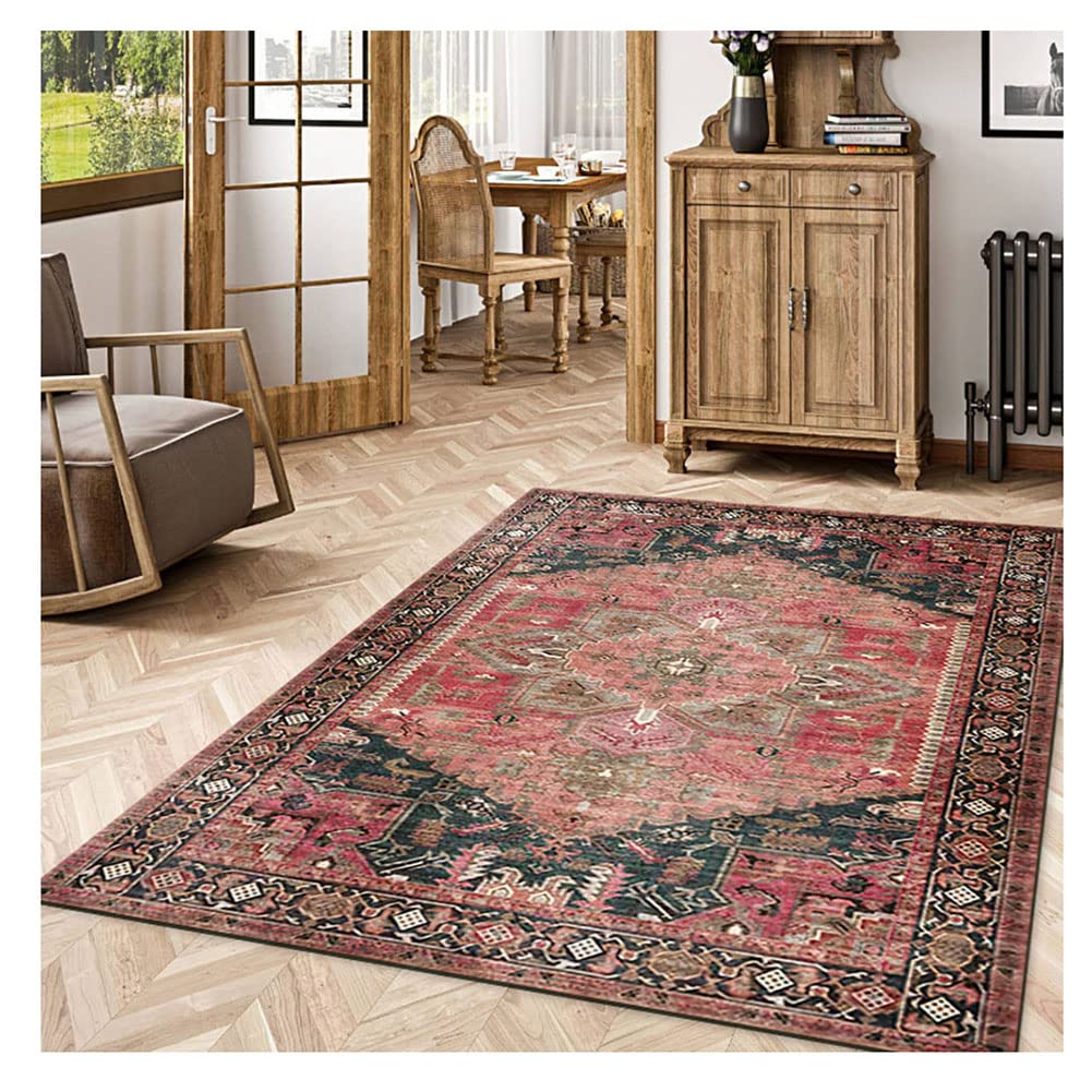 DAIHAN Antidérapant Grands Tapis Traditionnels Tapis de Salon Style Ethnique Motif Vintage Tapis de Chambre Tapis Lavable Oriental d'hôtel pour Chambre Cuisine Maison Déco