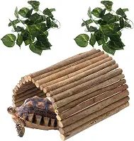 Esconderijo de madeira para decoração de répteis, ponte de hamster, túnel dobrável para roedores mastigando escada de escalada, esconderijo para lagartixas, lagartos, cobras, gerbil,