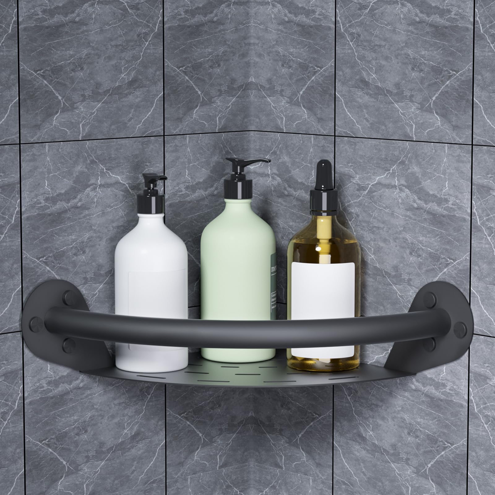 IKITRAEE Bath Shower Grab Bars Bath Corner Shower Shelves Caddy, Bathroom Shelf Wall Mounted, Drilling Kitchen Racks Shower Organizer Basket