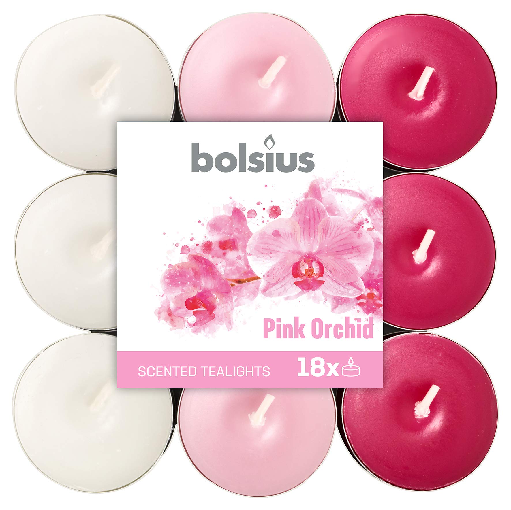 Bolsius Orchid Scented Tealight Candles | Clean Burn | Natural Vegan Wax | No Palm Oil | MaxAmbiance Technology | Steady Flame | Home Fragrance & Decor | Imported from Poland| Pack of 18 2