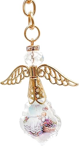 Miniatura 4 de 12 piezas de cristal de guadalupe de ángel de la guarda de bautismo con ángel dorado llavero Recuerdos de bautizo primera comunión boda ducha fiesta