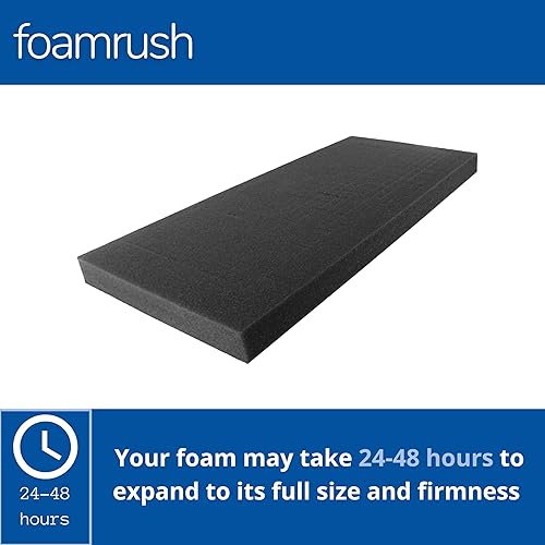 Miniatura 2 de FoamRush Cojín de espuma para tapicería de alta densidad de 0.5 x 24 x 48 pulgadas, color carbón (hoja de tapicería, acolchado de espuma, reemplazo