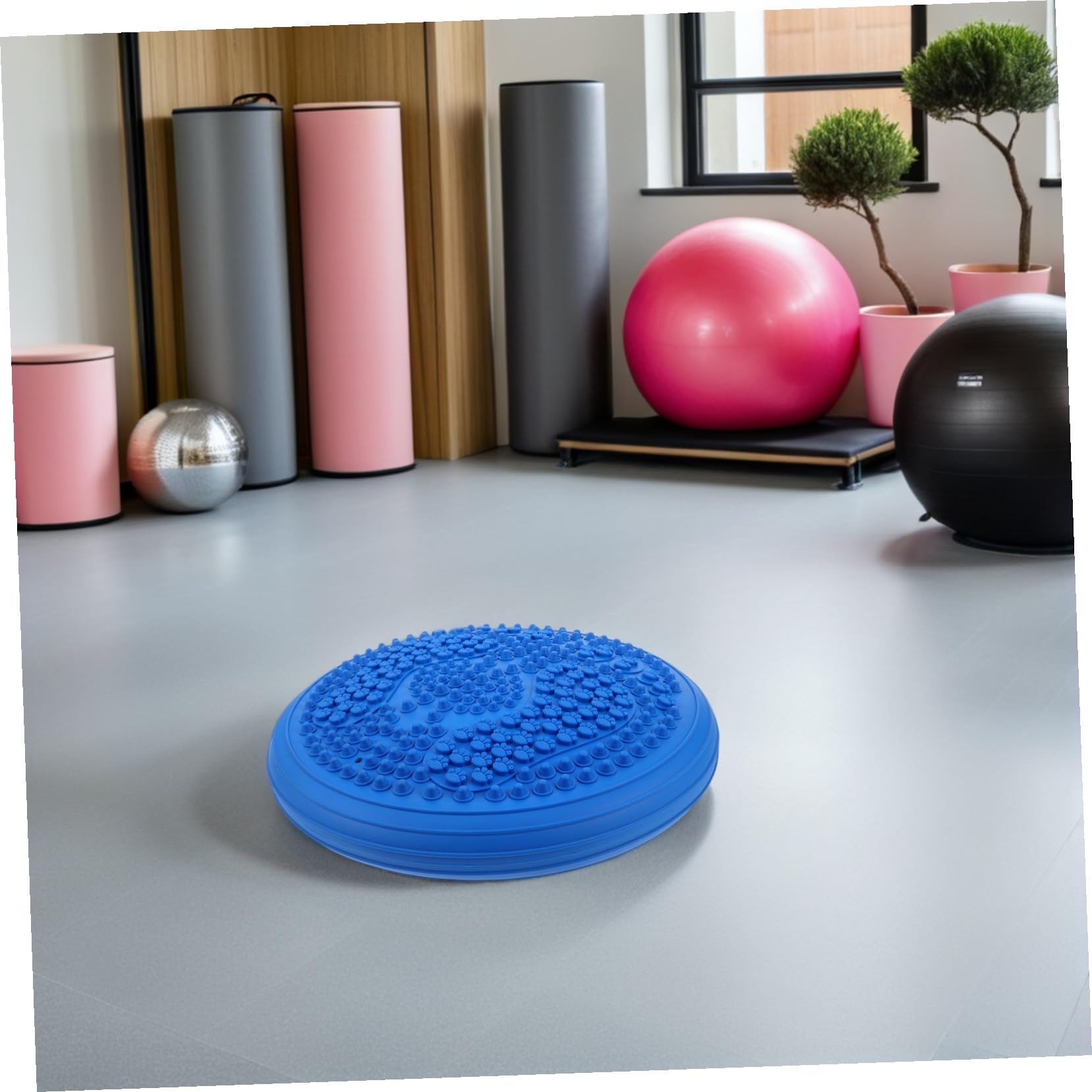 Alipis Coussin Air Équilibre Gonflable Rond avec Surface de Massage Point de Pression Tapis de Gymnastique Portable Épais pour Yoga Jogging Stationnaire et Rééducation à Domicile