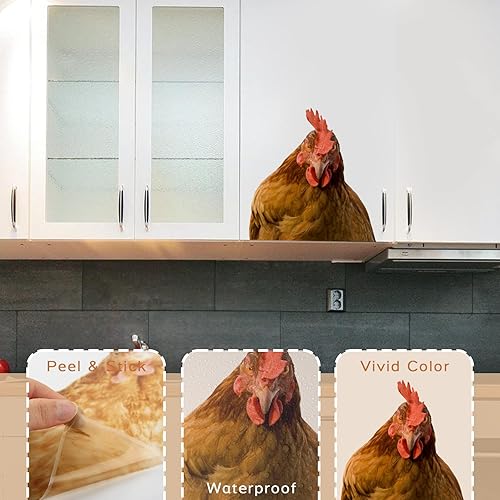 Miniatura 6 de AHNNER Divertidas calcomanías de pared de pollo de vinilo con aspecto de gallina grande, calcomanías de pared divertidas para cocina, dormitorio,