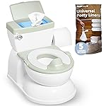 Real Feel 2-in-1 Potty with Wipes Storage, Flushing Sounds & Disposable Liners - Realistic Toilet - Easy to Clean & Assemble - Jool Baby (Sage)