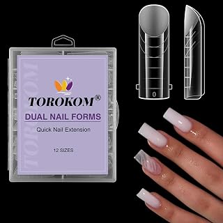 TOROKOM Dual Nail Forms for Poly Extension Gel, 120 PCS Square Poly Nail Gel Nail Molds for Builder Extension Nail Art Design Salon&DIY