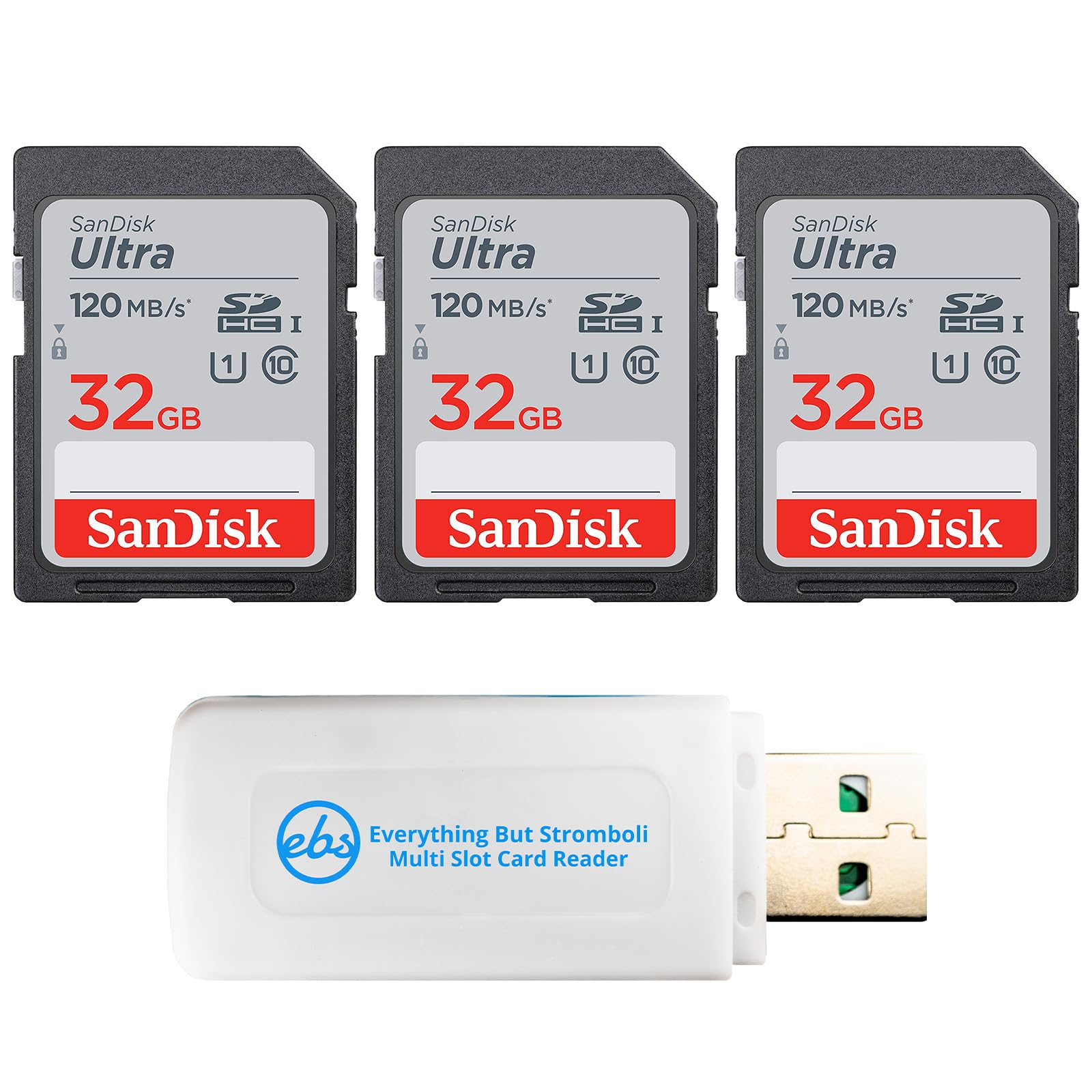 SanDisk SDSDUN4-032G-GN6IN - Paquete de 3 tarjetas Ultra SD de 32 GB para