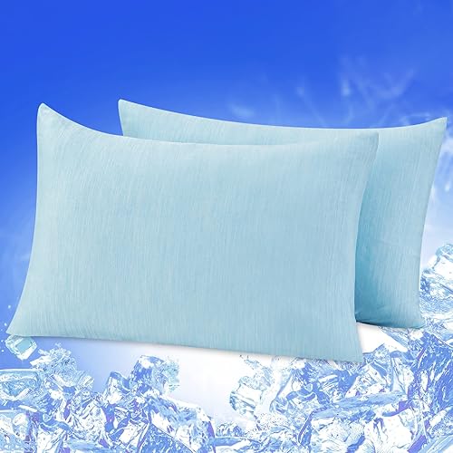Miniatura 1 de YIYEA Fundas de almohada refrescantes para personas que duermen con calor y sudores nocturnos, tecnología Arc-Chill Q-max0.5 de doble cara, ultra