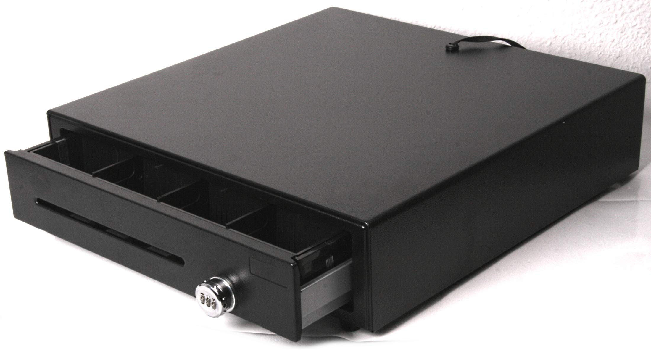 Kassenlade iQCash410ZS mit Zahlenschloss, RJ11/RJ12 410x415x100 mm, Schwarz, Geldlade Geldschublade Kassenschublade