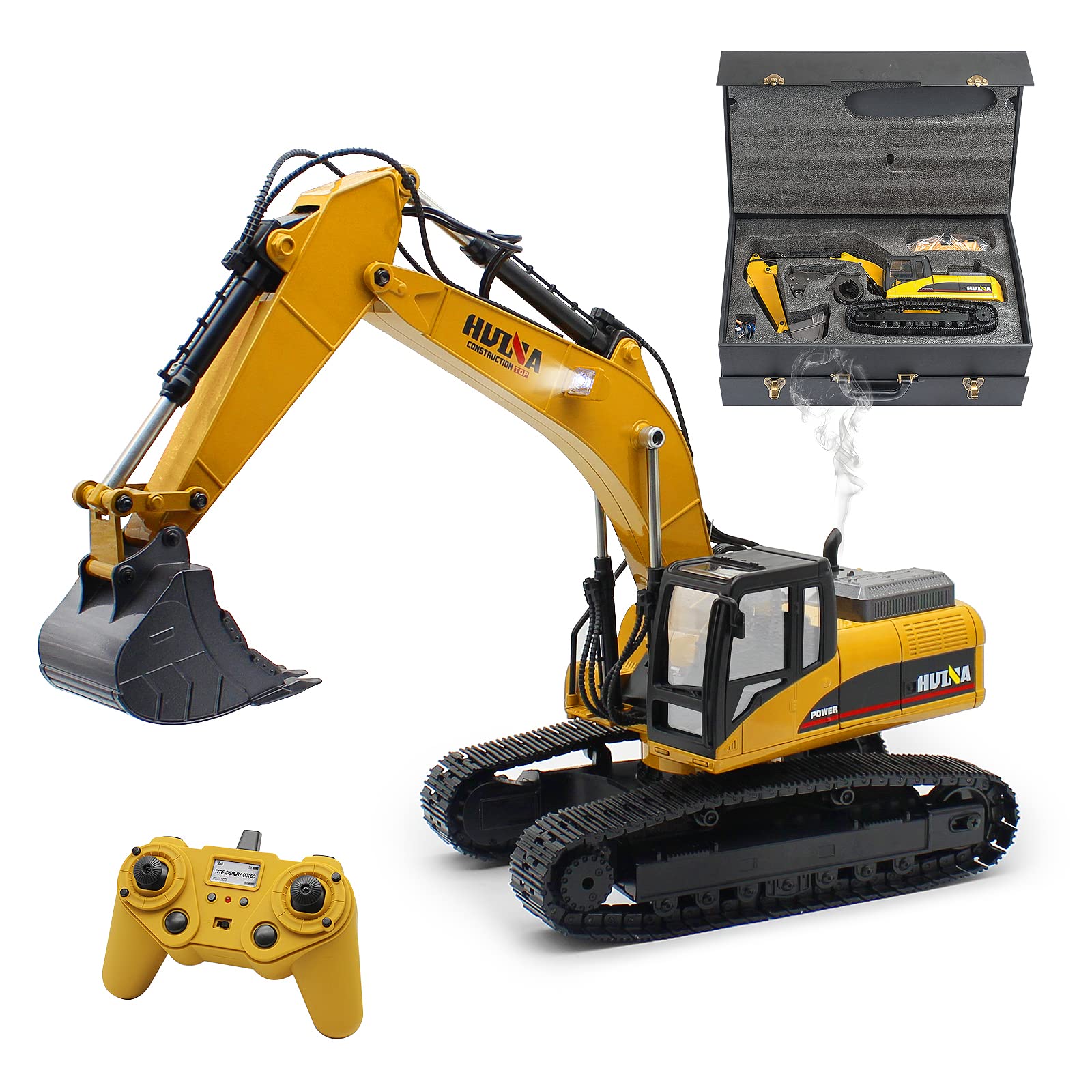 Mostop RC Excavator for Adults Huina 1580 V4 Full Metal Remote Control Excavator Toy RC Construction