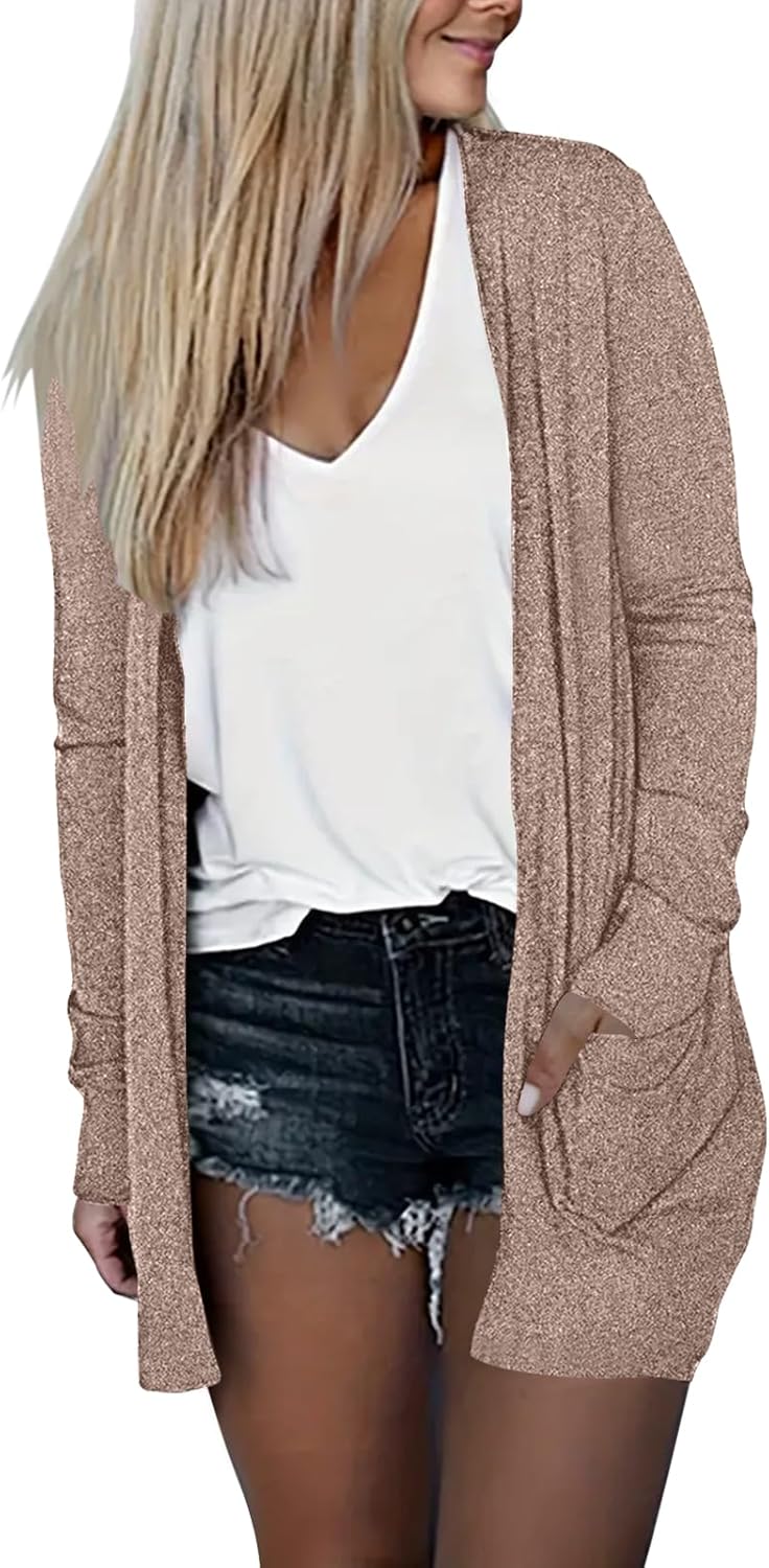 DB MOON Womens Long Cardigan 2026 Fall Lightweight Long Sleeve Open Front Sweater with Pockets - Image 2