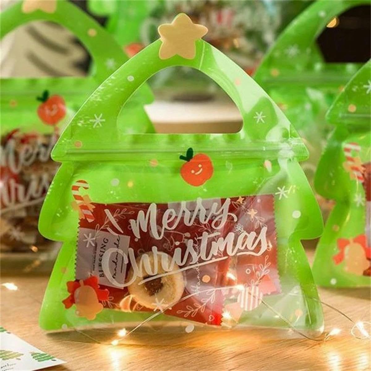 200 Stück Weihnachtsfest-Geschenktüten, Weihnachtsbaum, Hirschform, Kekse, Süßigkeitenbeutel für Kindergeburtstag, Party, Dekoration, Süßigkeiten-Paket