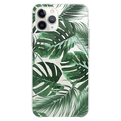 Funda de TPU compatible con iPhone 16e 15 14 13 12 11 Pro Max Plus Mini Xs Xr X 8 7 6 5 SE Leaf Monstera Phone Tropical Slim Plant Cute Pattern
